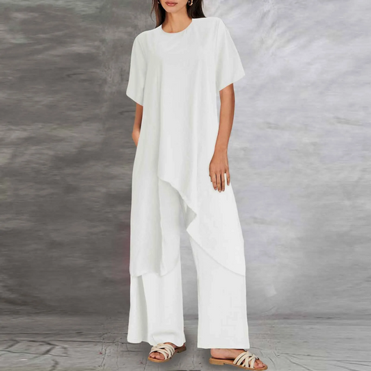 Almera - Damesmode Tweedelige Casual set van Katoen en Linnen