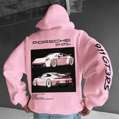 Vince - Stijlvolle Hoodie met Auto-Print en Moderne Grafische Elementen