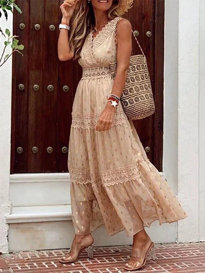 Elena - Boho-Chique Lange Zomerjurk met Kantdetails