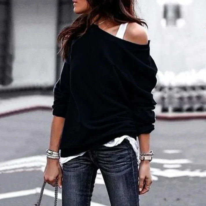 Lara - Casual Off-Shoulder Trui voor een Relaxte en Modieuze Look