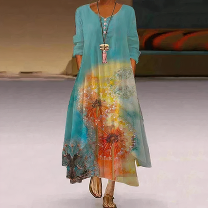 Mila - Elegante Vrouwelijke Lange Zomerjurk met Bloemen Print