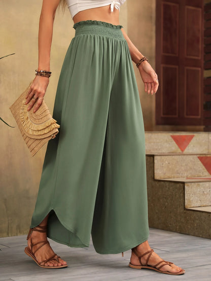 Sleena - Linnen Elastische Hoge Taille Comfy Mode Flared broek