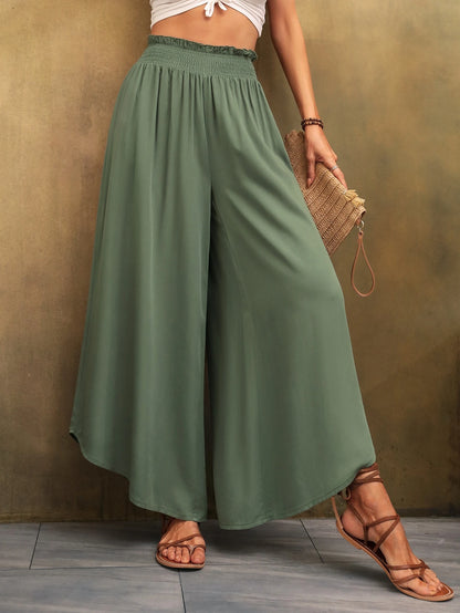 Sleena - Linnen Elastische Hoge Taille Comfy Mode Flared broek