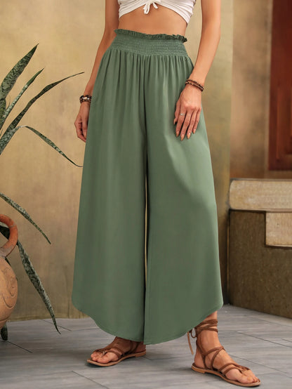 Sleena - Linnen Elastische Hoge Taille Comfy Mode Flared broek