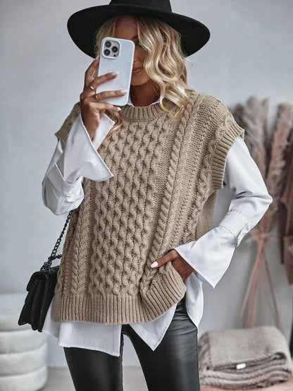 Frederika - Kabelgebreid Sweater vest zonder blouse