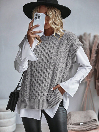 Frederika - Kabelgebreid Sweater vest zonder blouse