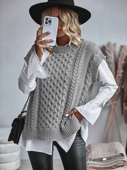 Frederika - Kabelgebreid Sweater vest zonder blouse