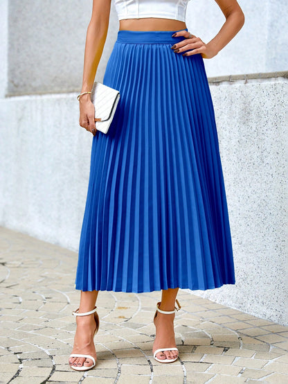 Misty - Geplooide Midi Rok met Hoge Elastische Taille