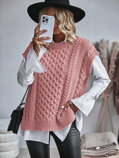 Frederika - Kabelgebreid Sweater vest zonder blouse