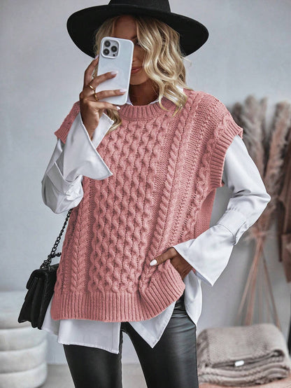 Frederika - Kabelgebreid Sweater vest zonder blouse
