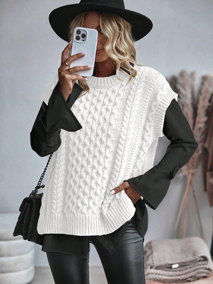 Frederika - Kabelgebreid Sweater vest zonder blouse