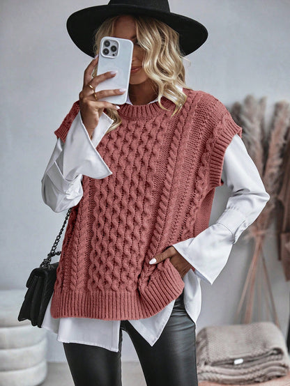 Frederika - Kabelgebreid Sweater vest zonder blouse