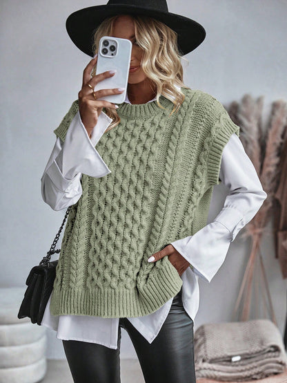Frederika - Kabelgebreid Sweater vest zonder blouse