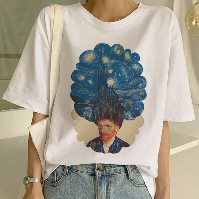 Rhea - T-shirt met Van Gogh opdruk