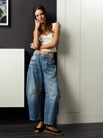Agrona - Chique Mid-Rise Barrel Jeans: Stijl & Comfort