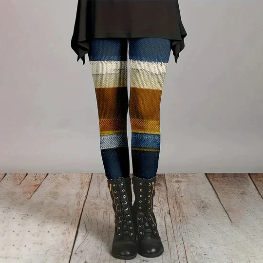 Emma - Stijlvolle Legging Met Kleur Blokprint