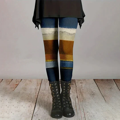 Emma - Stijlvolle Legging Met Kleur Blokprint