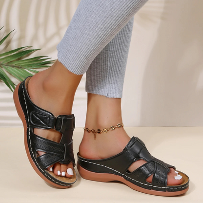 Vera - Orthopedische Leren Dames Sandalen met Open Teen