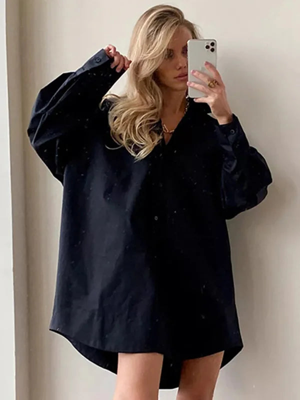 Leila Lange Blouse Oversized Overhemd Jurk