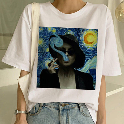 Rhea - T-shirt met Van Gogh opdruk