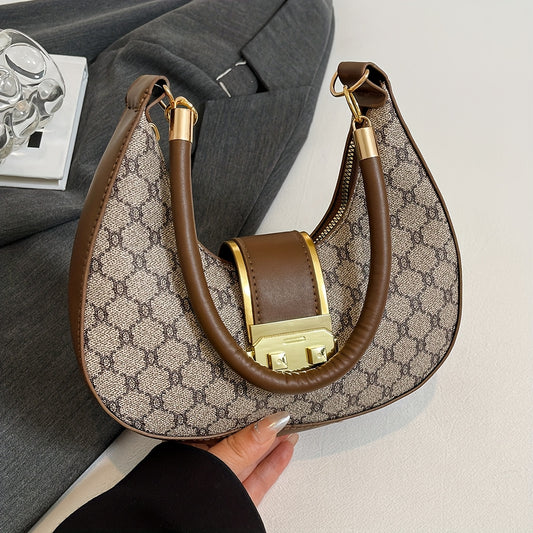 Esmee - Vintage Mini Schoudertas met Rond Design en Gouden Accessoires