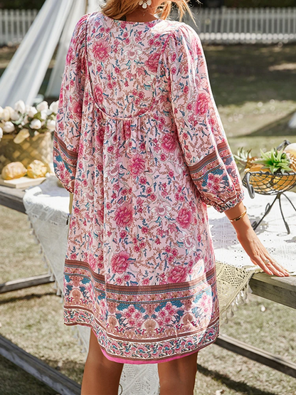 Jensen - Mode Strand Boho Vintage A-lijn Jurk met Bloemenprint