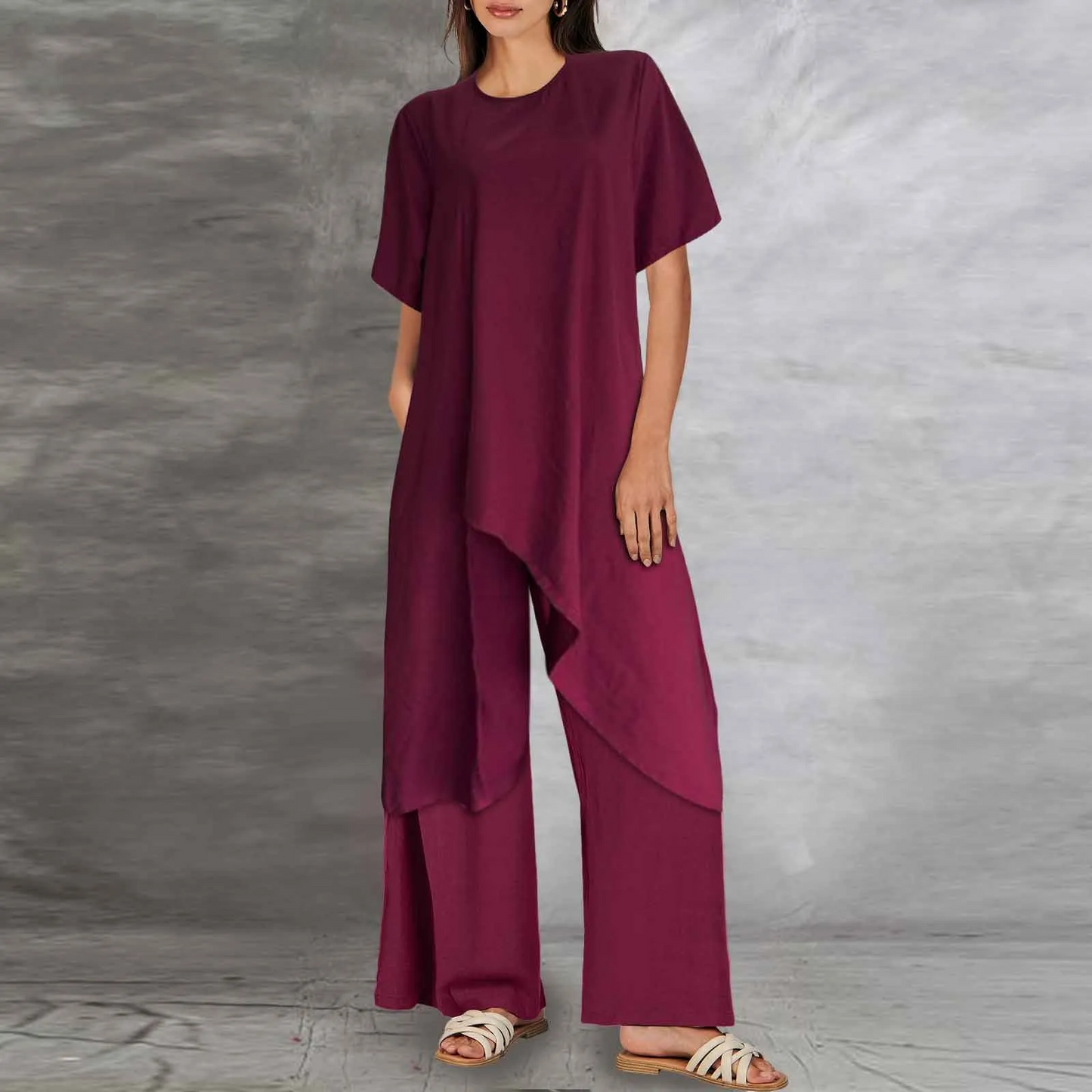Almera - Damesmode Tweedelige Casual set van Katoen en Linnen