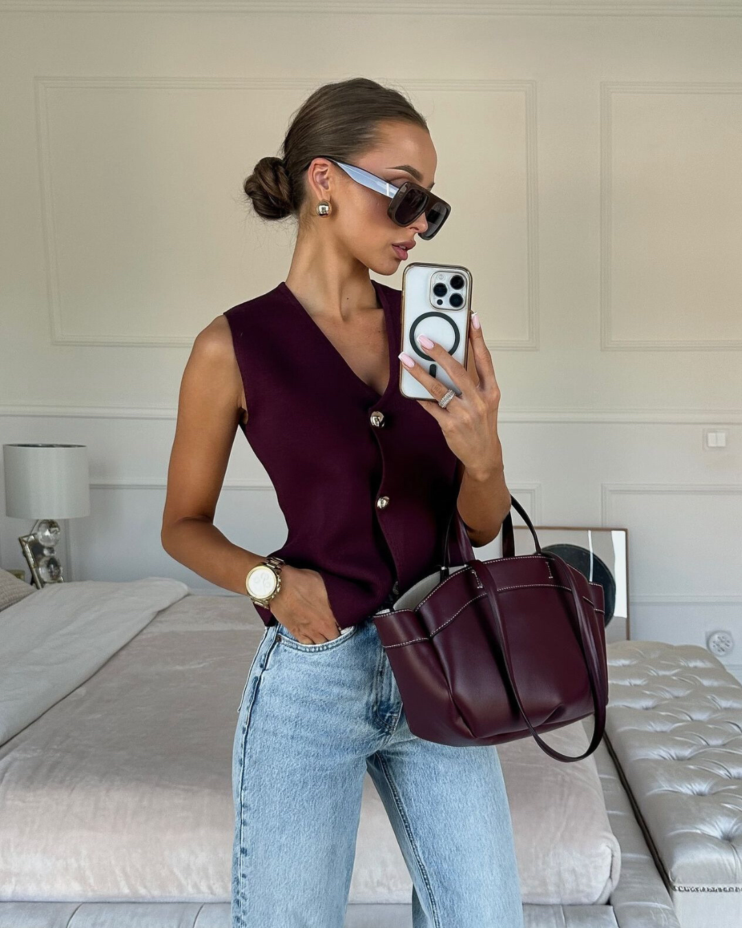Mia – Geribd Gebreid Vest Top