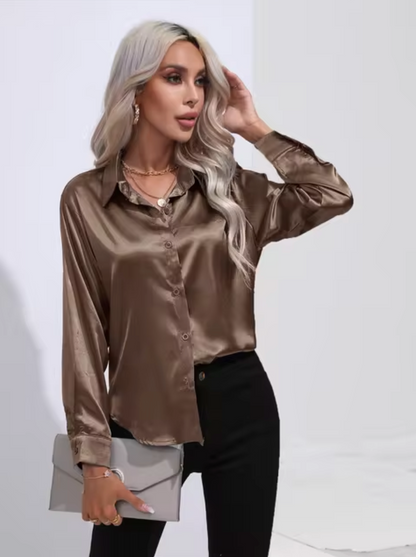 Maeve - Satijnen blouse met lange mouwen