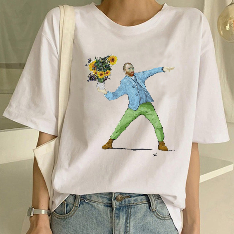 Rhea - T-shirt met Van Gogh opdruk