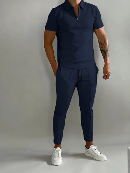 UrbanFix Mannen Trainingspak Set met Polo en Chique Sweatpants