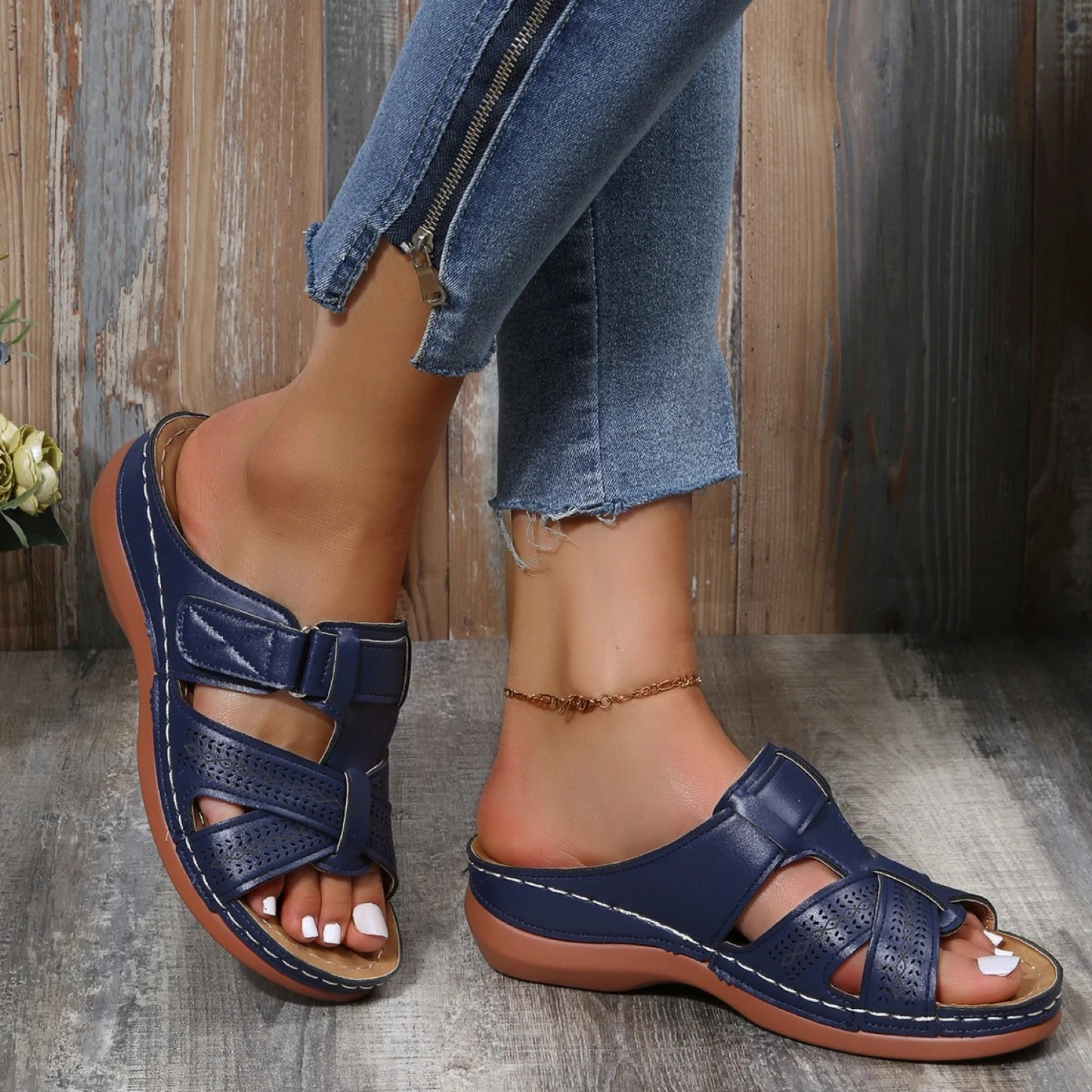 Vera - Orthopedische Leren Dames Sandalen met Open Teen