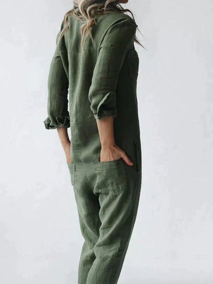 Mia - Linnen Button-Up Jumpsuit