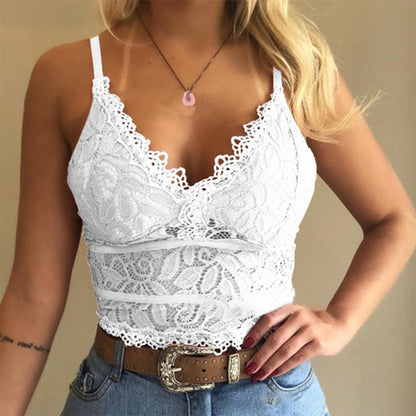 Helda - Witte Top Dames V-Hals Kanten Bralette Bralet Bh