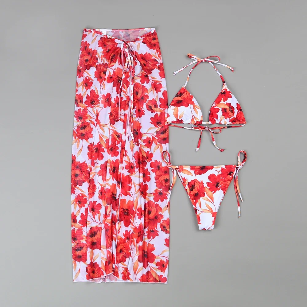 Shirley - 3-delige Bikiniset met Bloemenprint