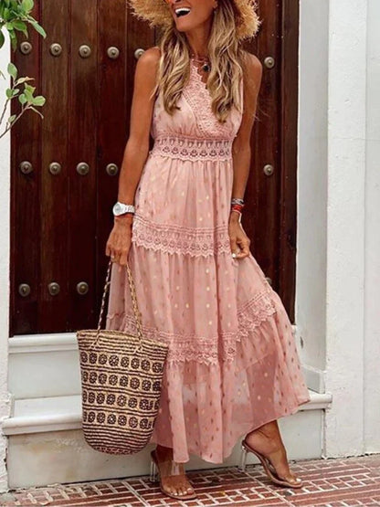 Elena - Boho-Chique Lange Zomerjurk met Kantdetails