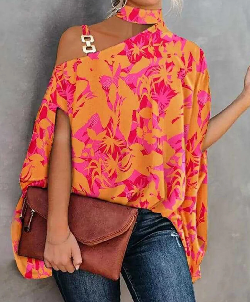 Gabi - Off Shoulder Top met Zomerse Print