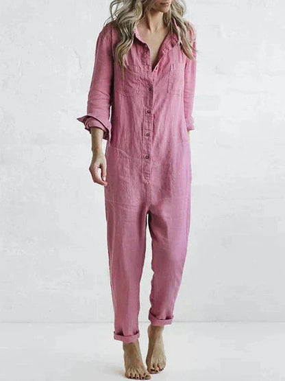 Mia - Linnen Button-Up Jumpsuit