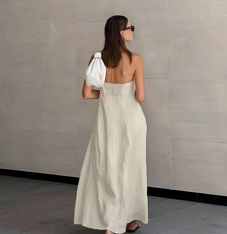 Anais - Vakantie Effen Mouwloze Rugloze Maxi Jurk - Moeiteloos Elegant