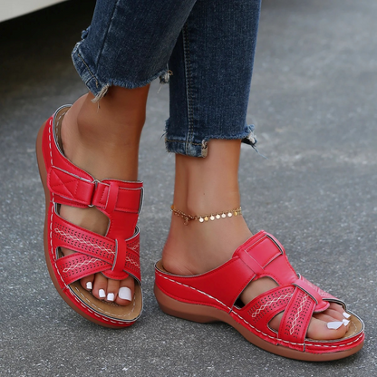 Vera - Orthopedische Leren Dames Sandalen met Open Teen