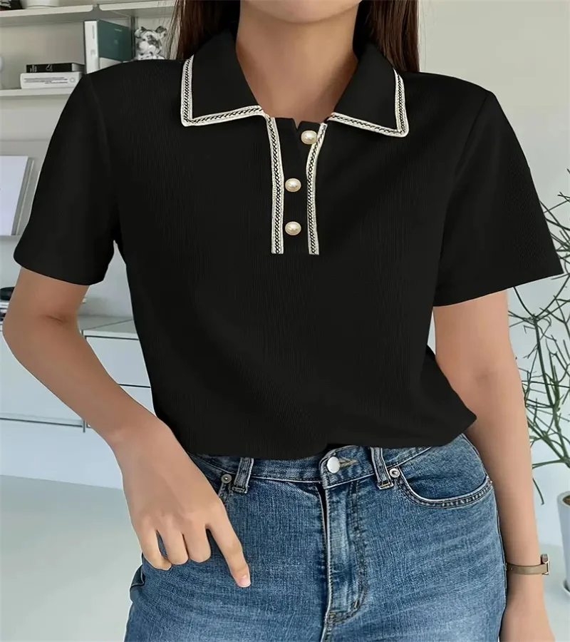 Winnie - T-Shirt met Knoopsluiting in pure Kleuren Casual Overhemd voor Lente en Zomer
