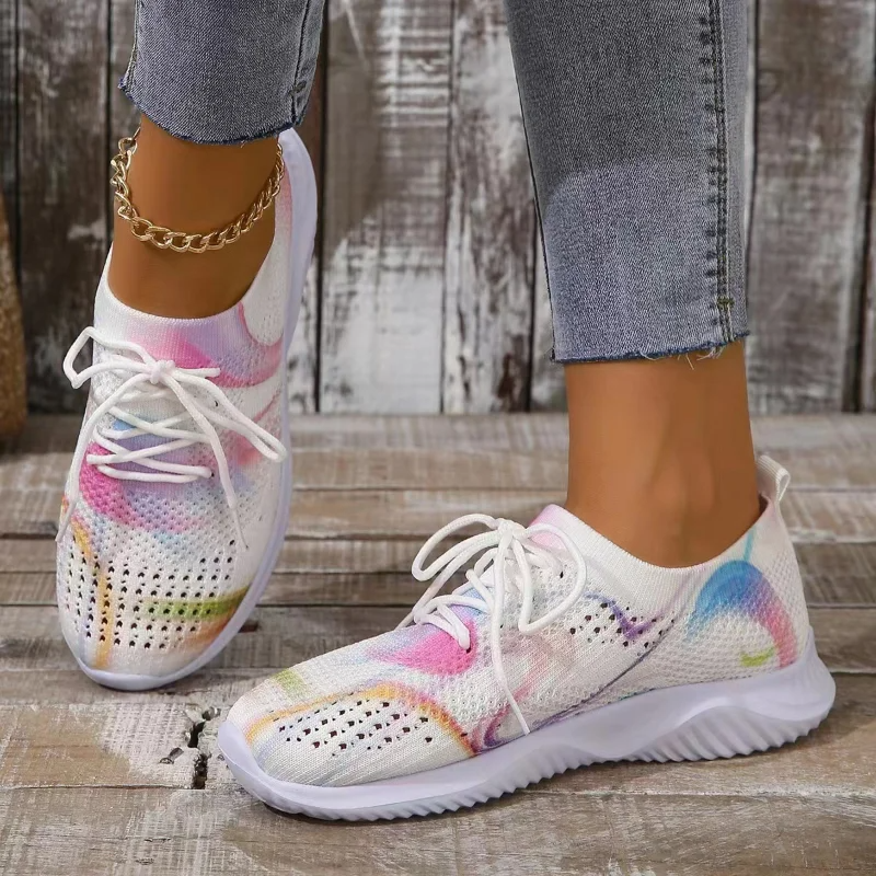 Rosa - Mesh Gebreide Sneakers in Mixkleuren