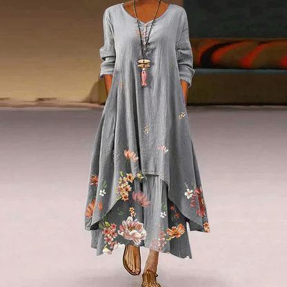 Mila - Elegante Vrouwelijke Lange Zomerjurk met Bloemen Print