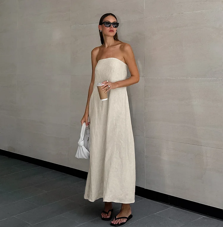 Anais - Vakantie Effen Mouwloze Rugloze Maxi Jurk - Moeiteloos Elegant