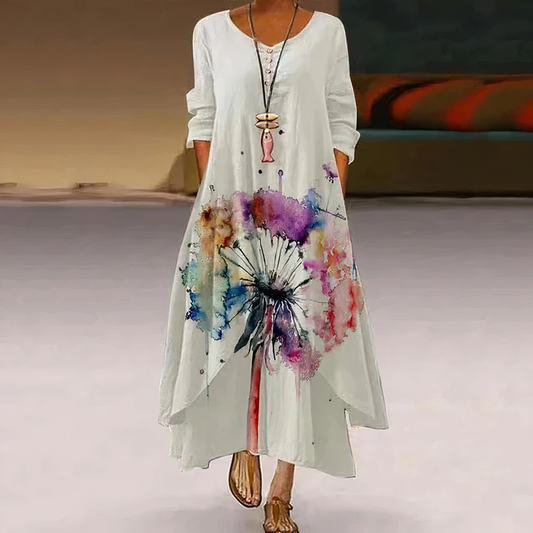 Mila - Elegante Vrouwelijke Lange Zomerjurk met Bloemen Print