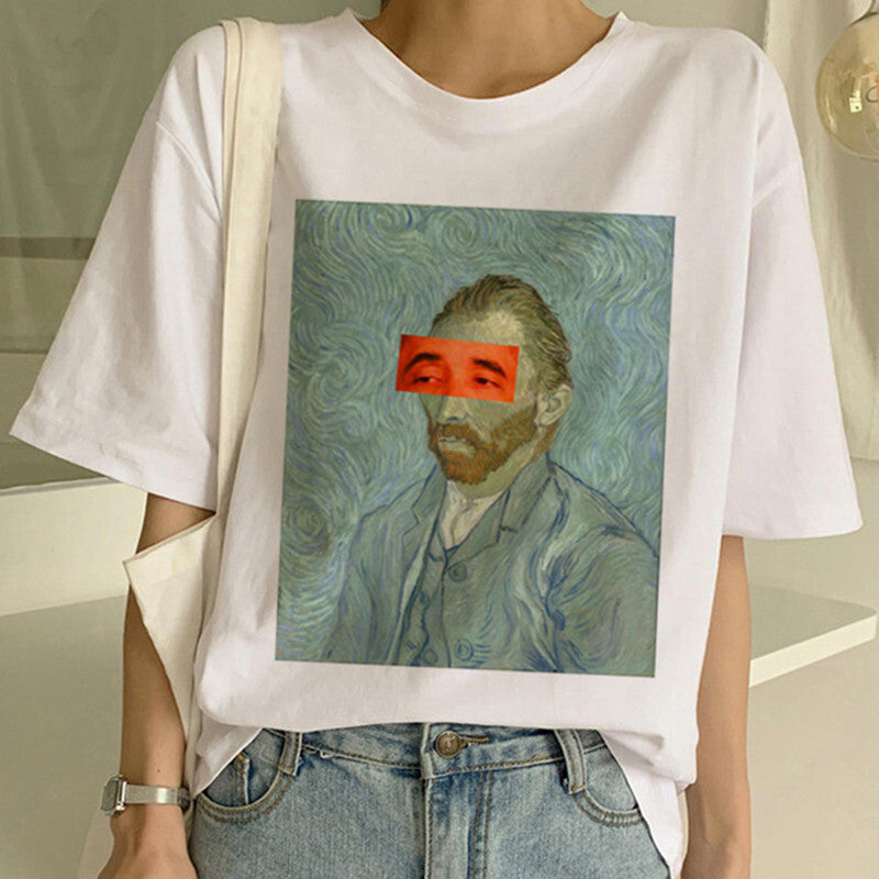 Rhea - T-shirt met Van Gogh opdruk