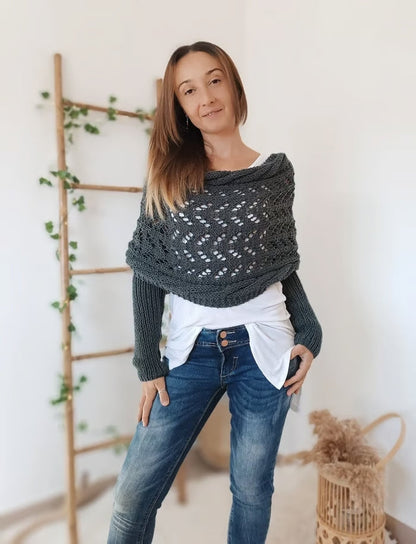 Arianne -  Boho Gebreide Omslagdoek