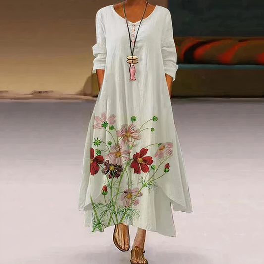 Mila - Elegante Vrouwelijke Lange Zomerjurk met Bloemen Print