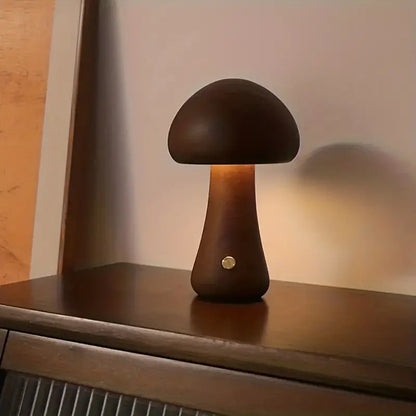 MushGlow Unieke Houten Draadloze Schattige Paddestoel Lamp