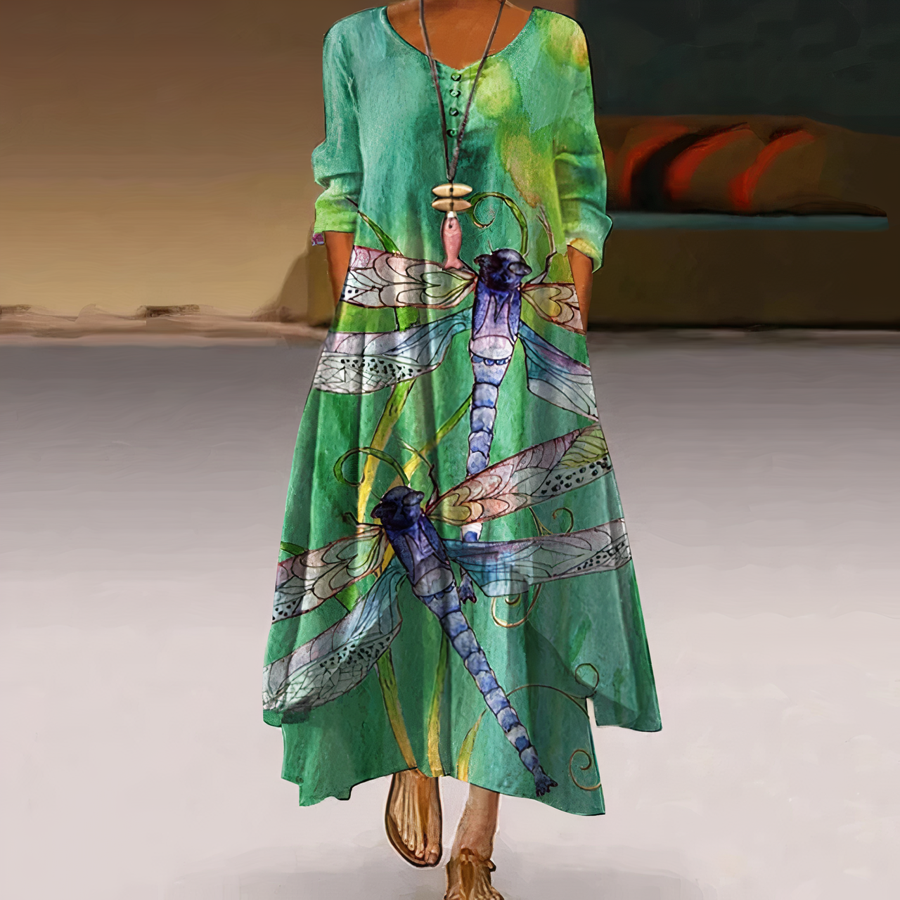 Mila - Elegante Vrouwelijke Lange Zomerjurk met Bloemen Print